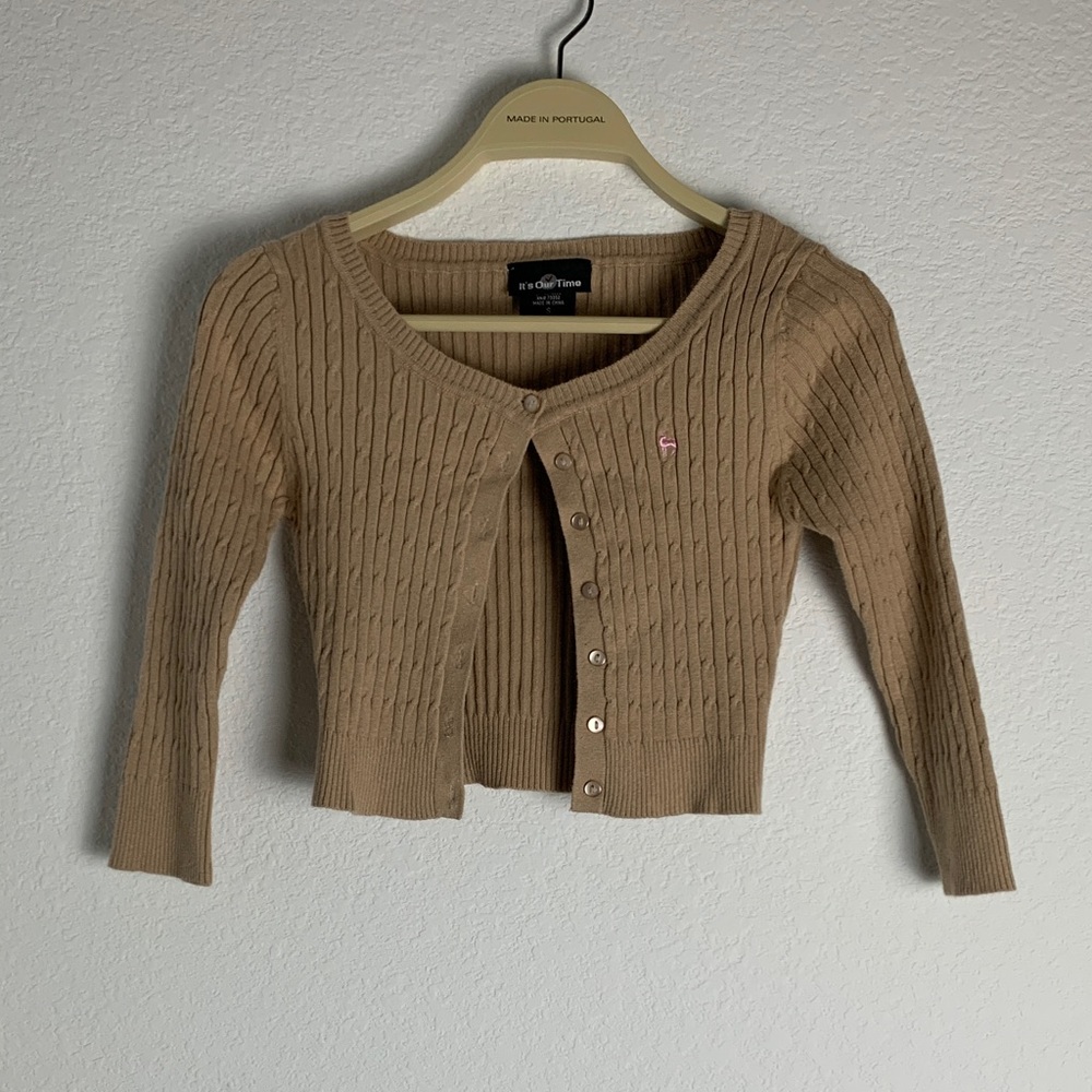 It's Our Time Camel Ribbed Cardigan